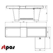 Кассовый бокс Stream-XL-230S-Т120 с вырезами (шлиф. нерж., прочие вырезы,широкий накопитель)