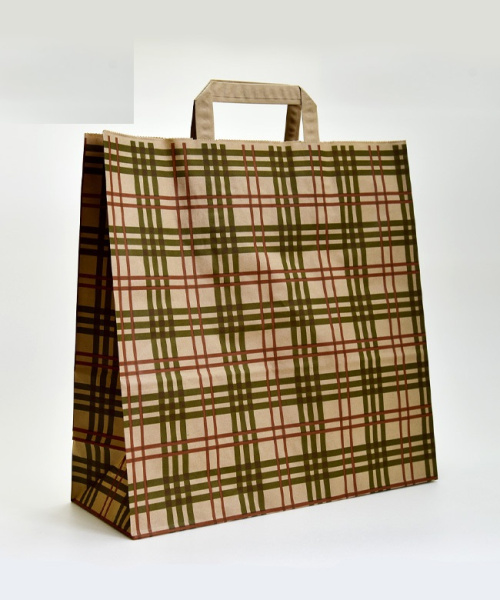 01_Крафт пакет цветной 320х320х180 мм, в клетку, Бурый