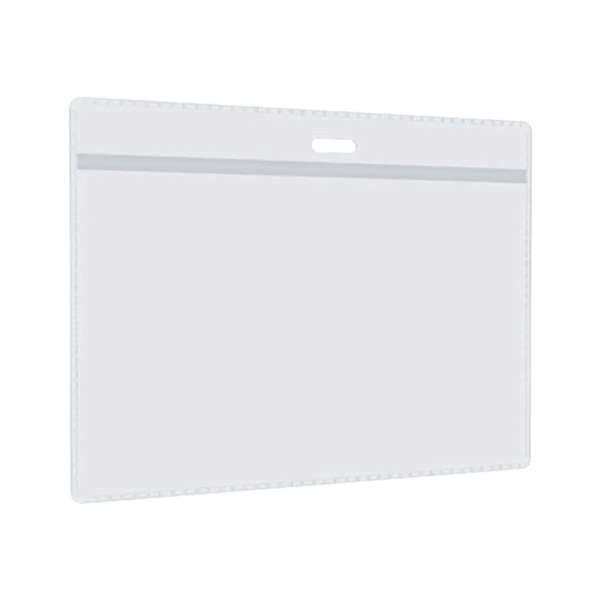 sk_Бейдж горизонтальный 95х54 мм, с продолговатым отверстием, Прозрачный