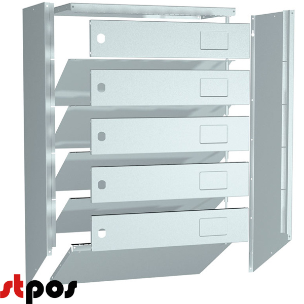 01_Почтовый ящик Практик PB-5 (NEW) в разобранном виде без замков, высота 533-645 мм, ширина 390 мм, глубина 203 мм, цвет серый