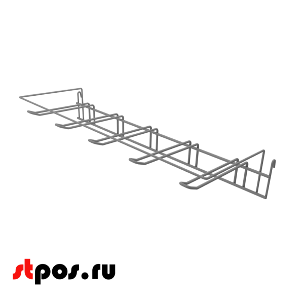 00_Гребенка язычковая 5 крючков с ценникодержателем RAL 9006 (серый)