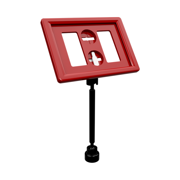 sk_Рамка ТЕХНО А8 красная, черный держатель TECHNO MAG-BASE-VL, ножка  50мм