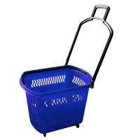 2_Корзина тележка пластиковая 4 колеса 45л, 2 ручки, Синий, BU