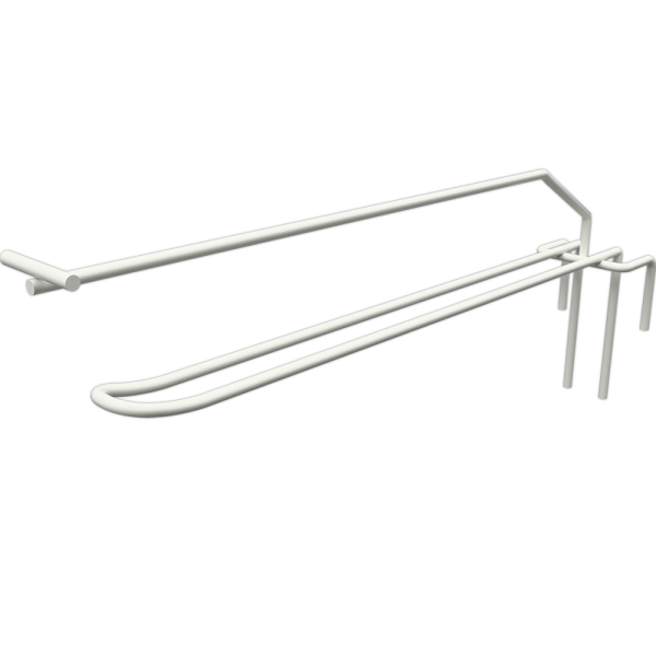 sk_Крючок на сетку (решетку) двойной с ценникодержателем 275мм, d4/d4, шаг 50мм, RAL9016, Белый