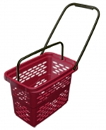 10_Корзина-тележка пластиковая 40л, Красная, 4 колеса (2 поворотных), 2 ручки, усиленное дно