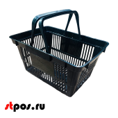 Корзина покупательская пластиковая с 2 пластиковыми ручками, CLASSIK-SIMPLE 20 л, Черный