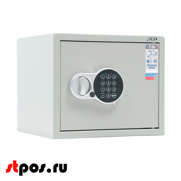 00_Сейф мебельный AIKO Т-28 EL 280x340x295мм, кодовый электронный замок, RAL 7038, Серый 