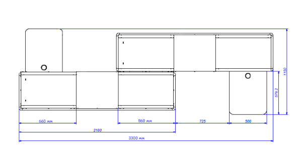 02_Кассовый бокс Stream-Dual-330 спаренный (шлиф.нерж..без вырезов), RAL 3000, Красный, Левый 02_Кассовый бокс Stream-Dual-330 спаренный (шлиф.нерж..без вырезов), RAL 3000, Красный, Левый