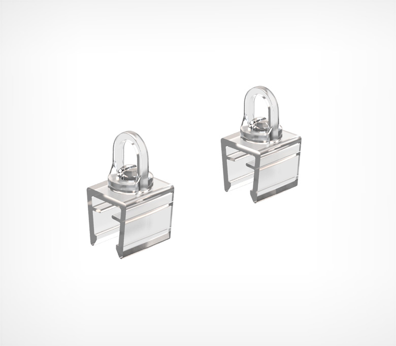 01_Клипса с поворачивающейся петлей для подвешивания пластиковых рамок H-CLIP-SW, прозрачный