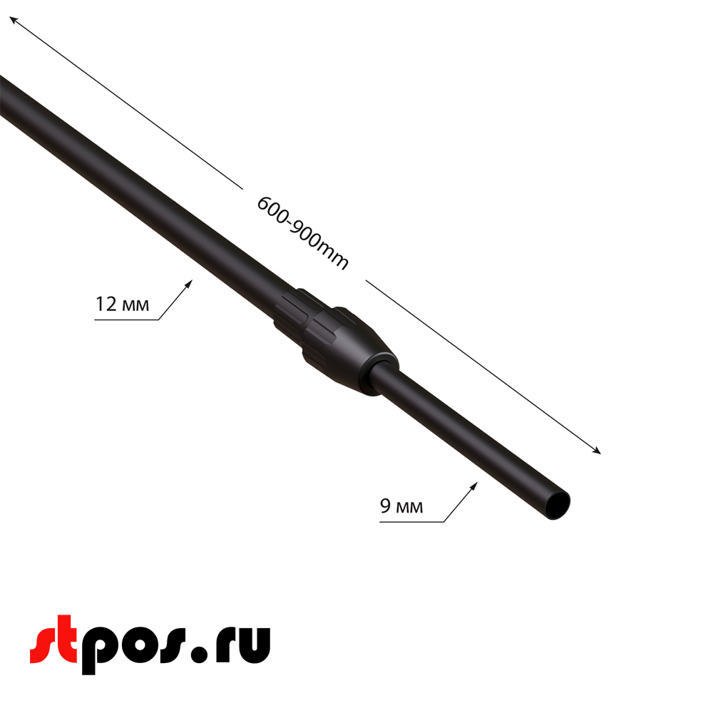 08_Трубка алюминиевая телескопическая TEL-LOCK-ALUTUBE 600-900 мм, трубка черная, переходник черный