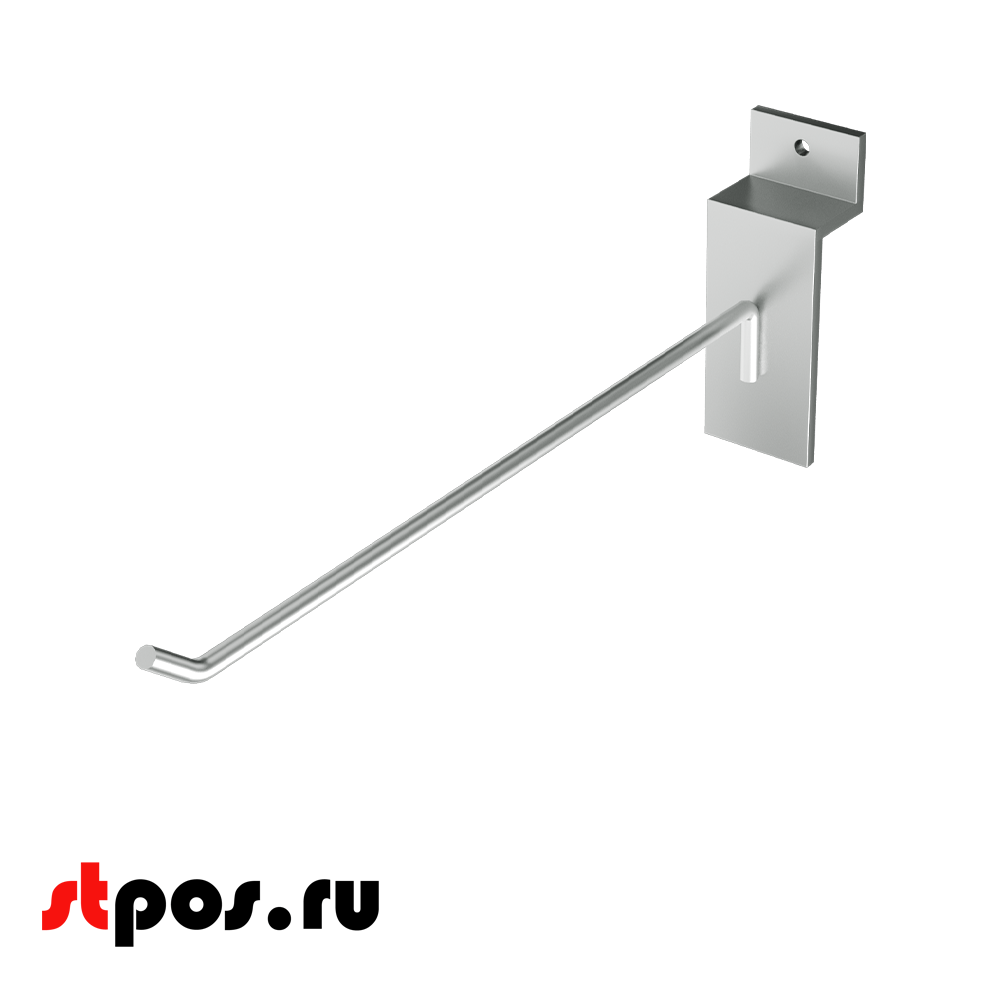 00_Крючок для экономпанели одинарный 200мм, хром, d4, BUDGET