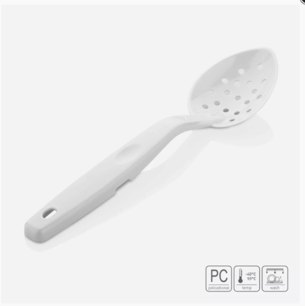 01_Ложка перфорированная 30 см (поликарбонат), Белая