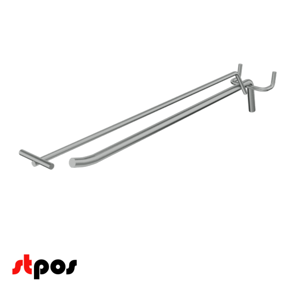 02_Крючок для перфорации одинарный с ценникодержателем 300мм, цинк-хром, d8d4, шаг 45, УСИЛЕННЫЙ