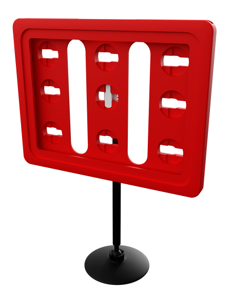 sk_Рамка ТЕХНО А7 красная, черный держатель TECHNO ROUND BASE-VL 50мм, ножка 100мм