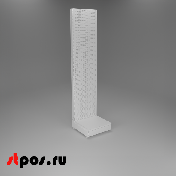 00_НАБОР Стеллаж 25 70 ПЕРФОРИРОВАННЫЙ пристенный 2250х500хо500, 1 полка + плинтус, RAL9016, Белый
