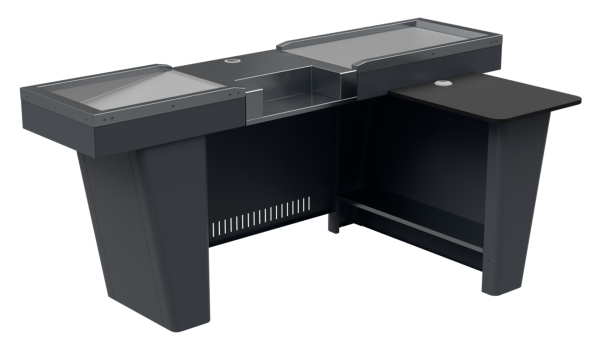 stpos_Кассовый бокс Stream-L-200 v3.0 (шлиф.нерж,вырез под ДЯ FL,2Т,узк.нак.),Шагрень,RAL7024,Серый,Правый