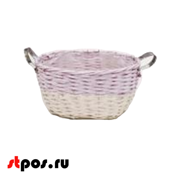 00_Корзинка плетеная овальная, железные ручки, 260х200 мм