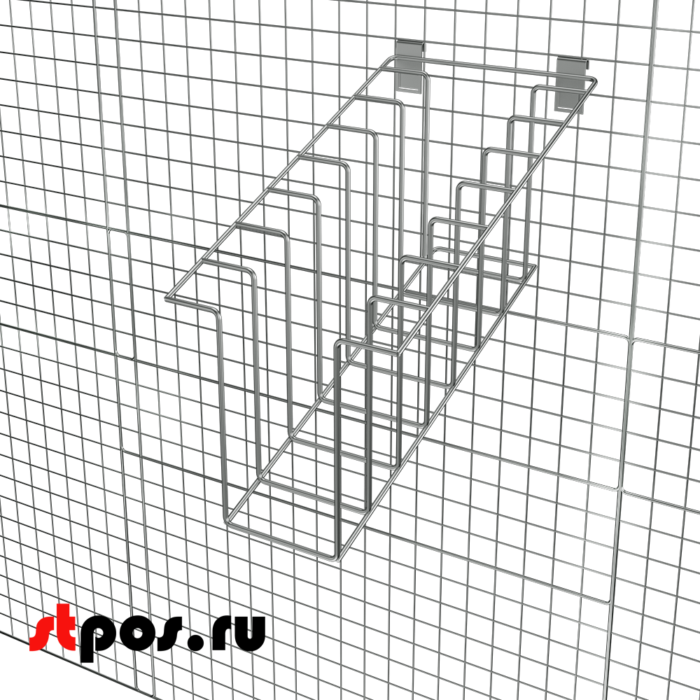 02_Навесная полка на сетку 8 отсеков 330х550х290мм, хром