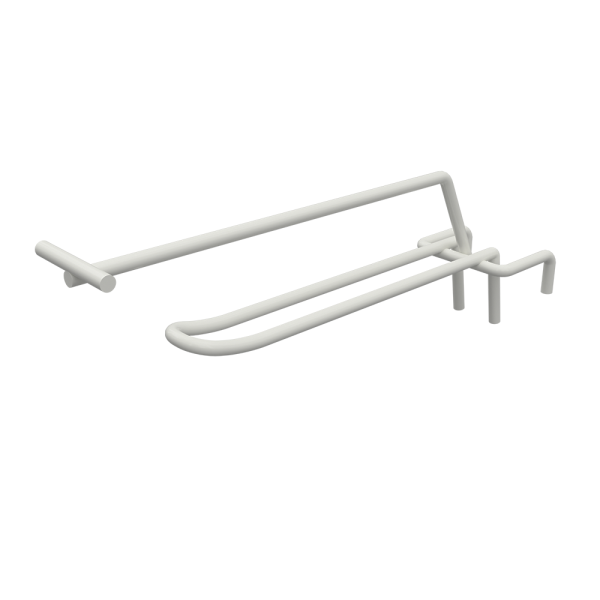 sk_Крючок без кронштейна двойной с ценникодержателем 150мм d5 на штангу 30х15 мм, Глянец, RAL9016 Белый