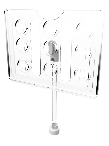 sk_Рамка ТЕХНО А7 прозрачная, белый держатель TECHNO MAG-BASE-VL, ножка 100мм