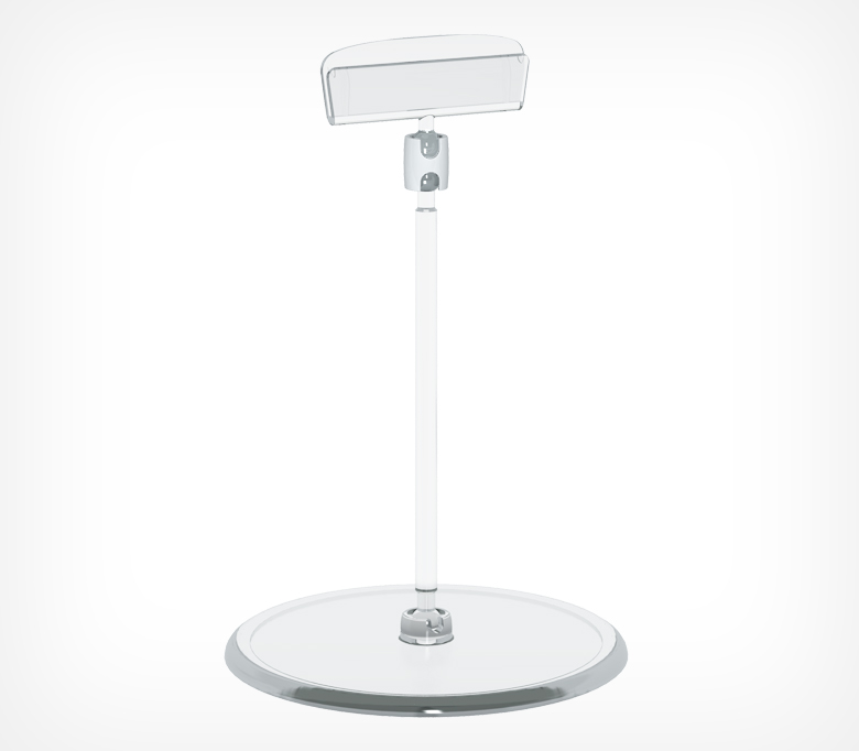 1_Шарнирный ценникодержатель BASE-XL-CLIP, ножка 100 мм, Прозрачный