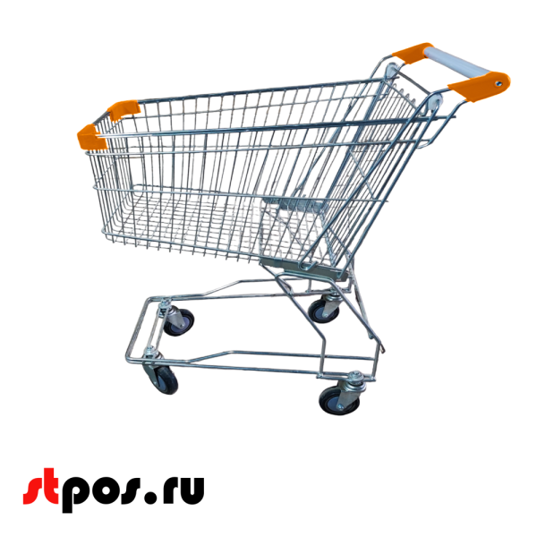 00_Тележка покупательская 100 литров, цинк+лак, без д/с, без поддона (азиатский тип), Оранжевый