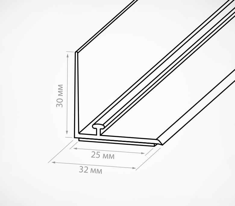 03_Пластиковый передний ограничитель высотой 30 мм с Т-профилем L-RAIL30 вспененный скотч 1000мм