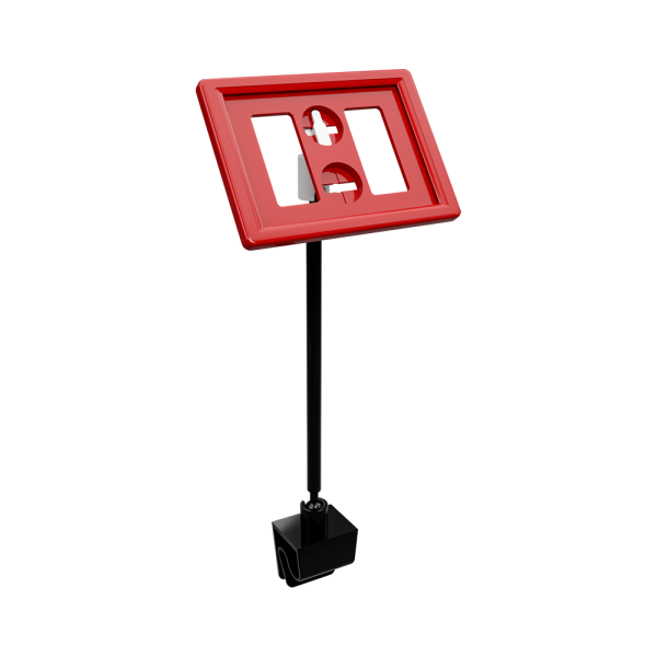 sk_Рамка ТЕХНО А8 красная, черный держатель TECHNO CL, ножка 100мм