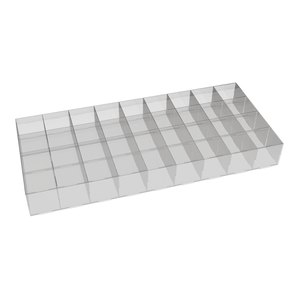 sk_Дисплей из акрила для выкладки товаров на полке 900х400мм, 36 ячеек 100х100х100мм, Прозрачный
