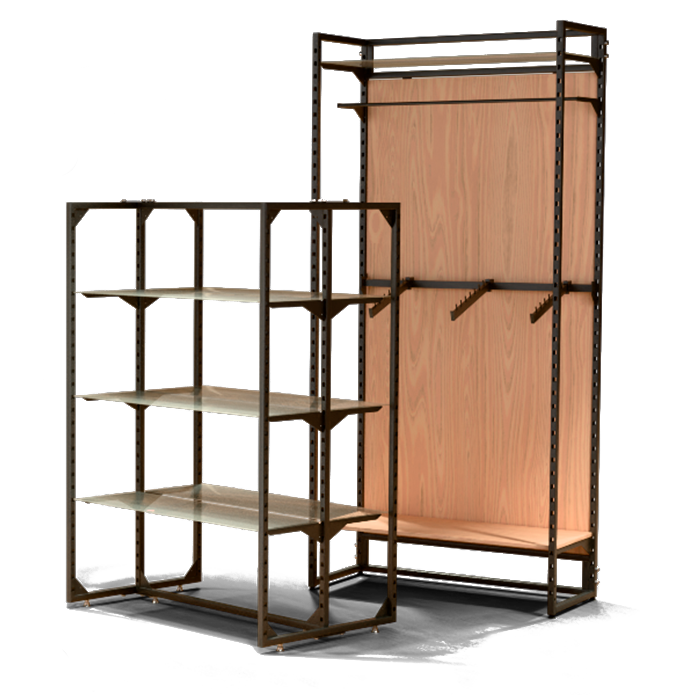 Рамочные стеллажи для одежды и обуви