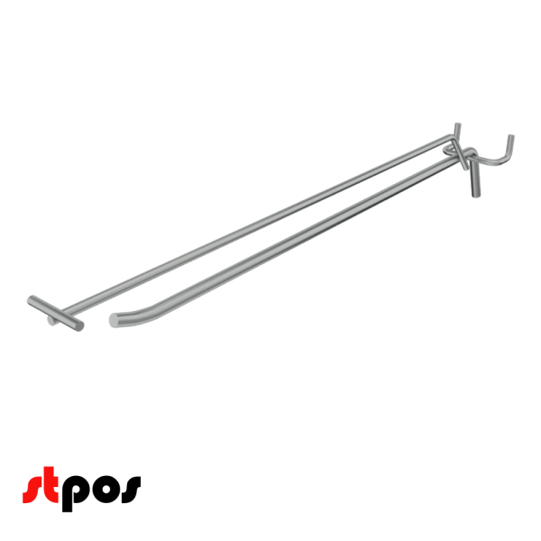 02_Крючок для перфорации одинарный с ценникодержателем 400мм, цинк-хром, d6d4, шаг 45, УСИЛЕННЫЙ