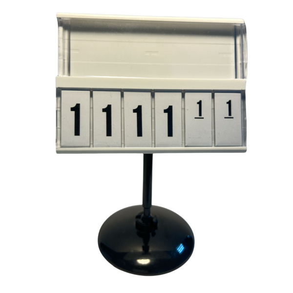 1_Кассета цен А8 БЕЛАЯ regular на ЧЕРНОМ держат. 50мм на малой круг.подстав.PC-BASE-VL-CLIP-А8-50 (1)