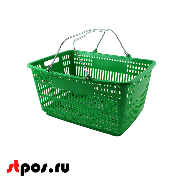 14_Корзина пластиковая с металлическими ручками METAL 30л, Зеленый