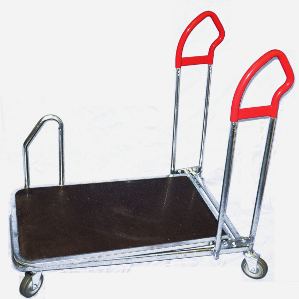 1_Тележка грузовая, платформа нескользящая сплошная, HDT11 до 300 кг, цинк, ручки красные