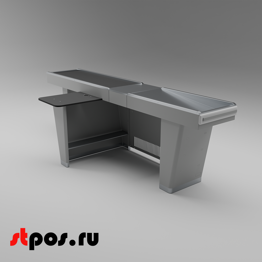 02_Кассовый бокс Stream-L-290S-Т150 (тр-р 150см,шл_нерж, б_выр.,уз_нак), RAL9022, Серый, Левый