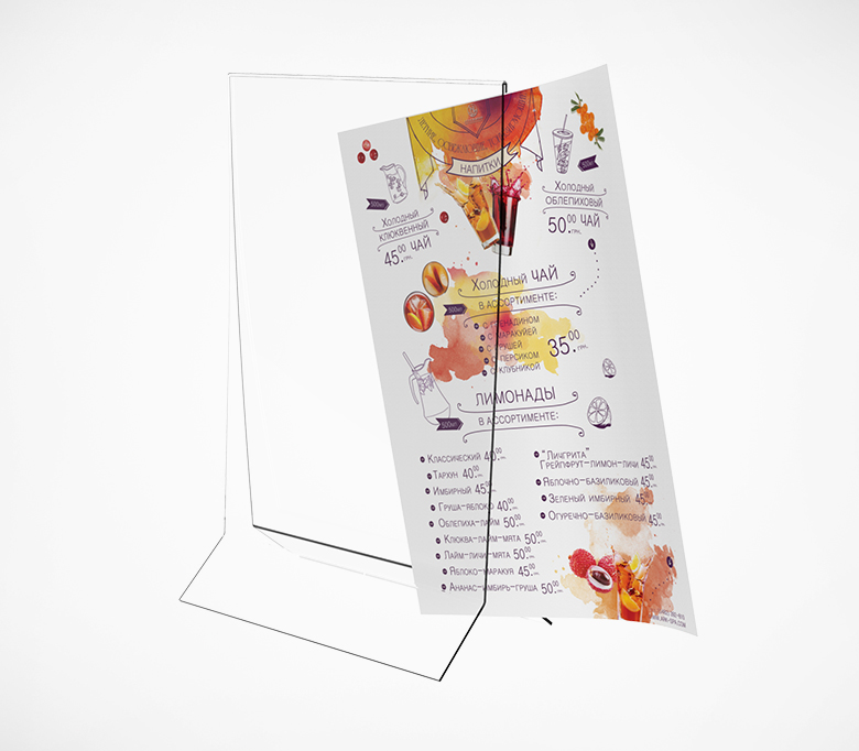 02_Подставка под меню А5 вертикальная с треугольным основанием (менюхолдер) ACR-MENU HOLDER