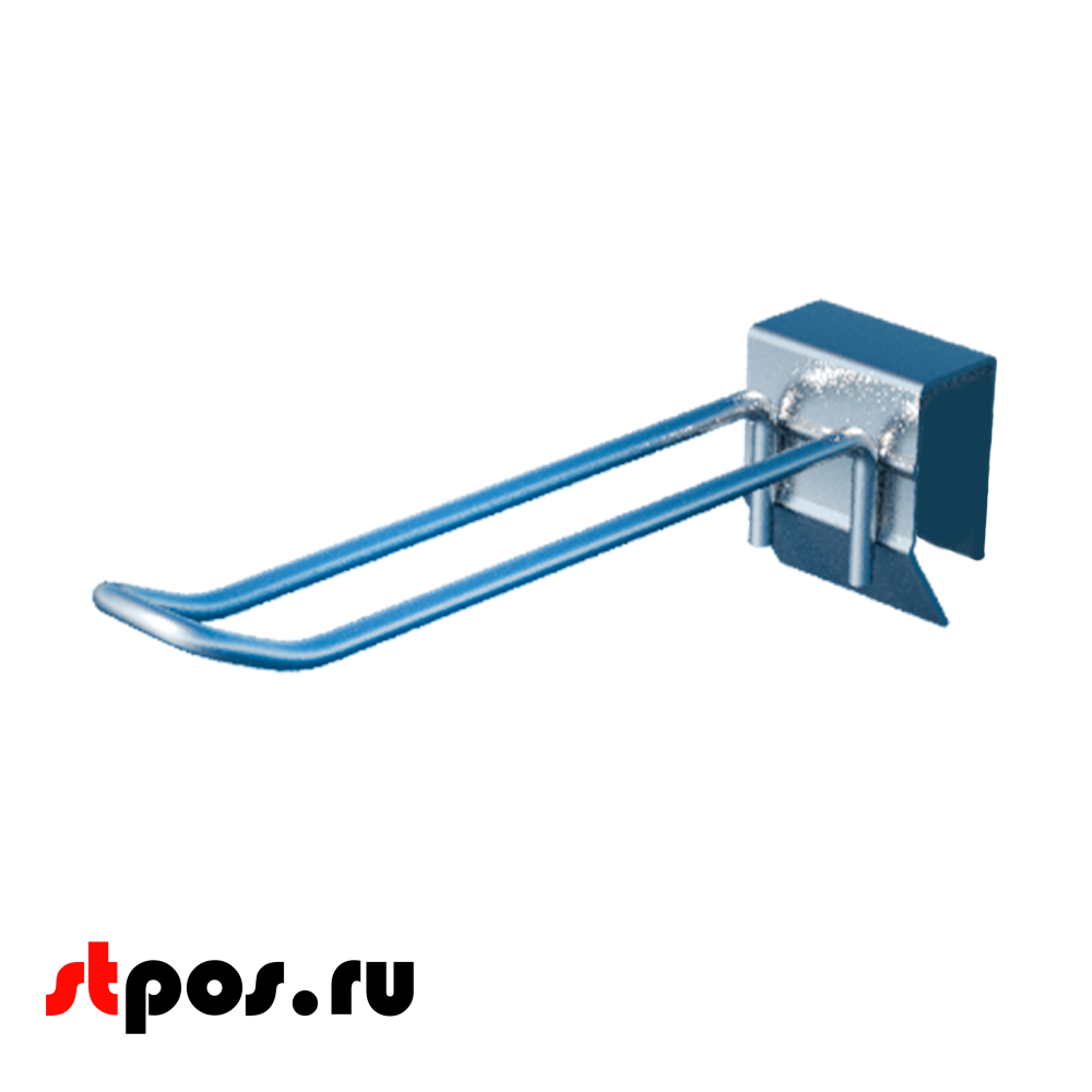 00_Крючок для штанги 30х15 (профиль), двойной, П-образный 100мм, покрытие цинк-хром, d5мм