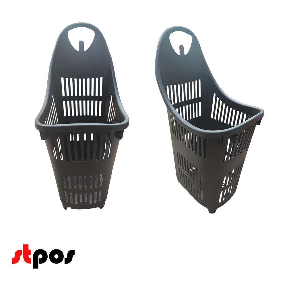 02_Корзина покупательская моноблок BOND 70 л, 4 колеса, Черный