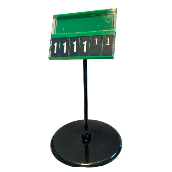 1_Кассета цен А8 ЗЕЛЕНАЯ regular на ЧЕРНОМ держ.100мм на больш.круг.подстав.PC-BASE-XL-CLIP-А8-100