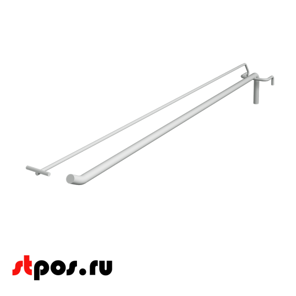 00_Крючок на сетку (решетку) с ценникодержателем, 400 мм, d8 d4, шаг 45, RAL 9016, Белый УСИЛЕННЫЙ
