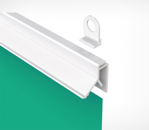 01_Пластиковый защелкивающийся профиль для плакатов CLICKER 1000мм, Белый