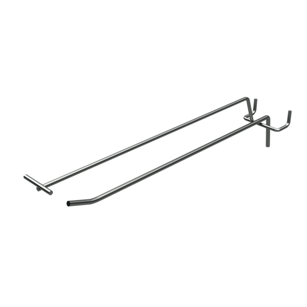 sk_Крючок для перфорации одинарный с ценникодержателем 300мм, цинк-хром, d5/d4, шаг 50