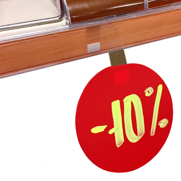 sk_Меловой красный ВОБЛЕР круглый d100, рекламный на пластиковой ножке 160х15