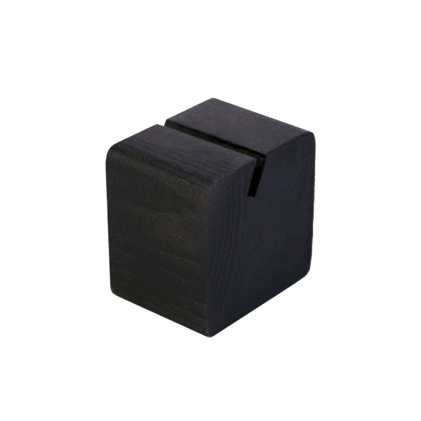 sk_Держатель ценника деревянный, 30х40х40 мм, косая прорезь 3 мм, черного цвета