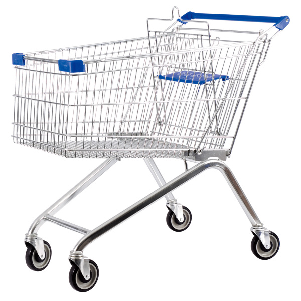1_Тележка покупательская 125 литров, цинк+лак, c детским сидением (европейский тип), Синий