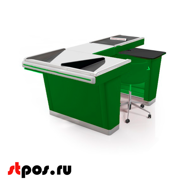 00_Кассовый бокс Stream-XL-260-Т90 (тр-р 90см, ш.нерж.вырез под ДЯ,2Т,шир. нак.),RAL6029,Зеленый,Правый