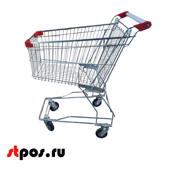 00_Тележка покупательская 60 литров, цинк+лак, без детского сиденья, без поддона (азиатский тип), Красный