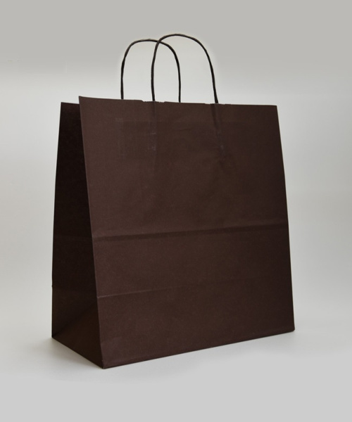 01_Крафт пакет цветной с кручеными ручками 320х320х180 мм, Коричннвый