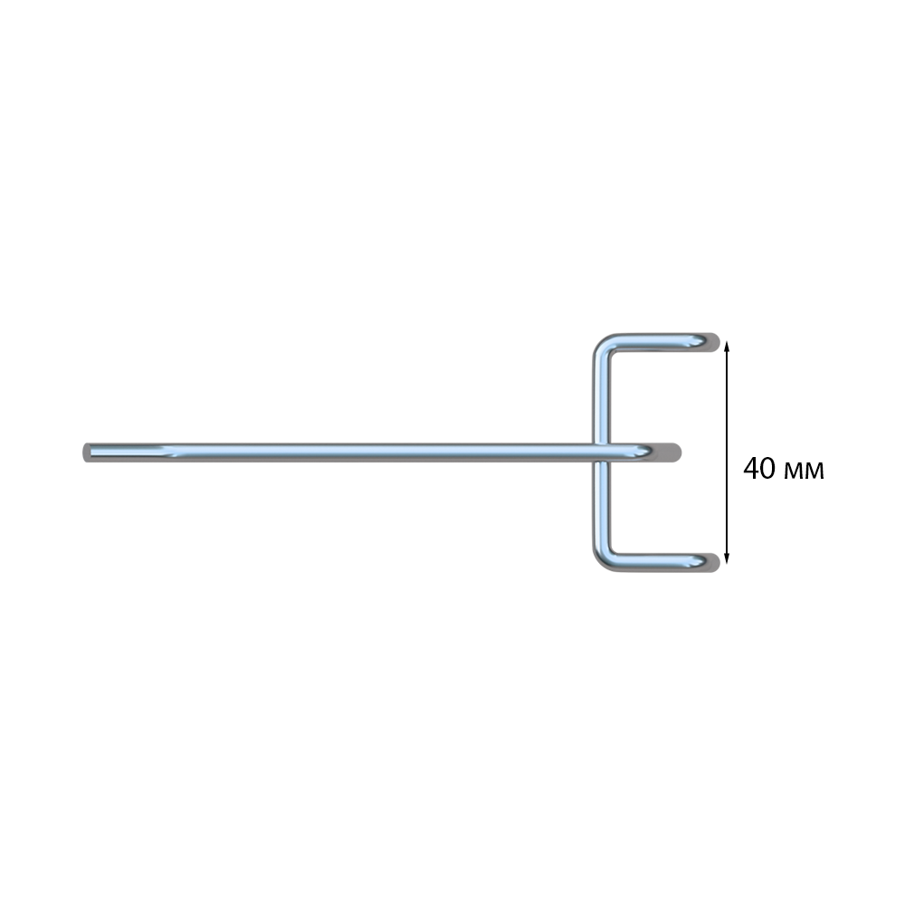 scale2_Крючок одинарный БЕЗ ценникодержателя на сетку 150мм, цинк-хром, d4 шаг 40