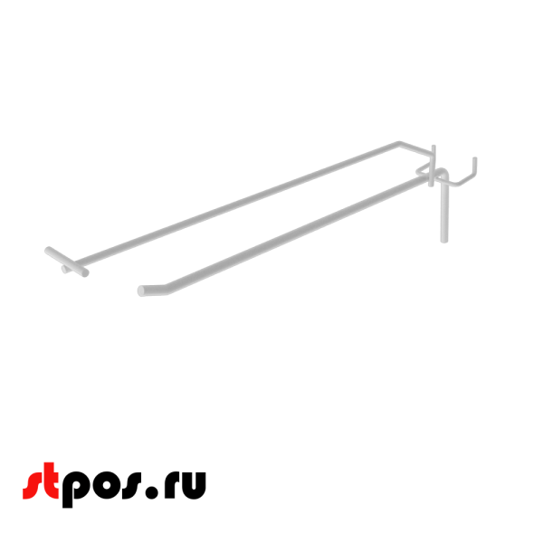 00_Крючок для экономпанели штыревой 275 мм с ценникодержателем усиленный, RAL9003, Белый
